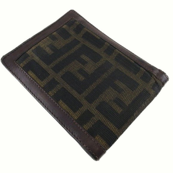 Authentic FENDI Two-folded wallet Zucca beige canvas ~ leather Auth used - Picture 3 of 9